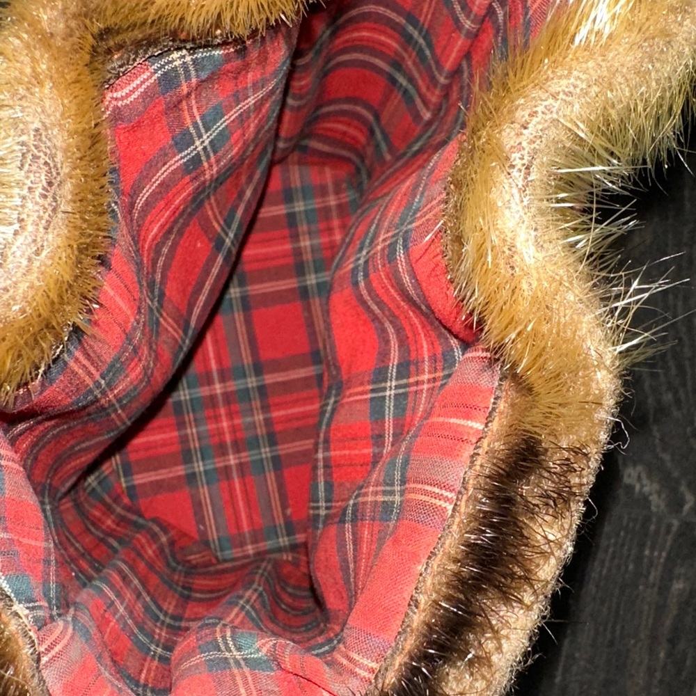 Brown and Tan Fur Drawstring Bag - Picture 6 of 8